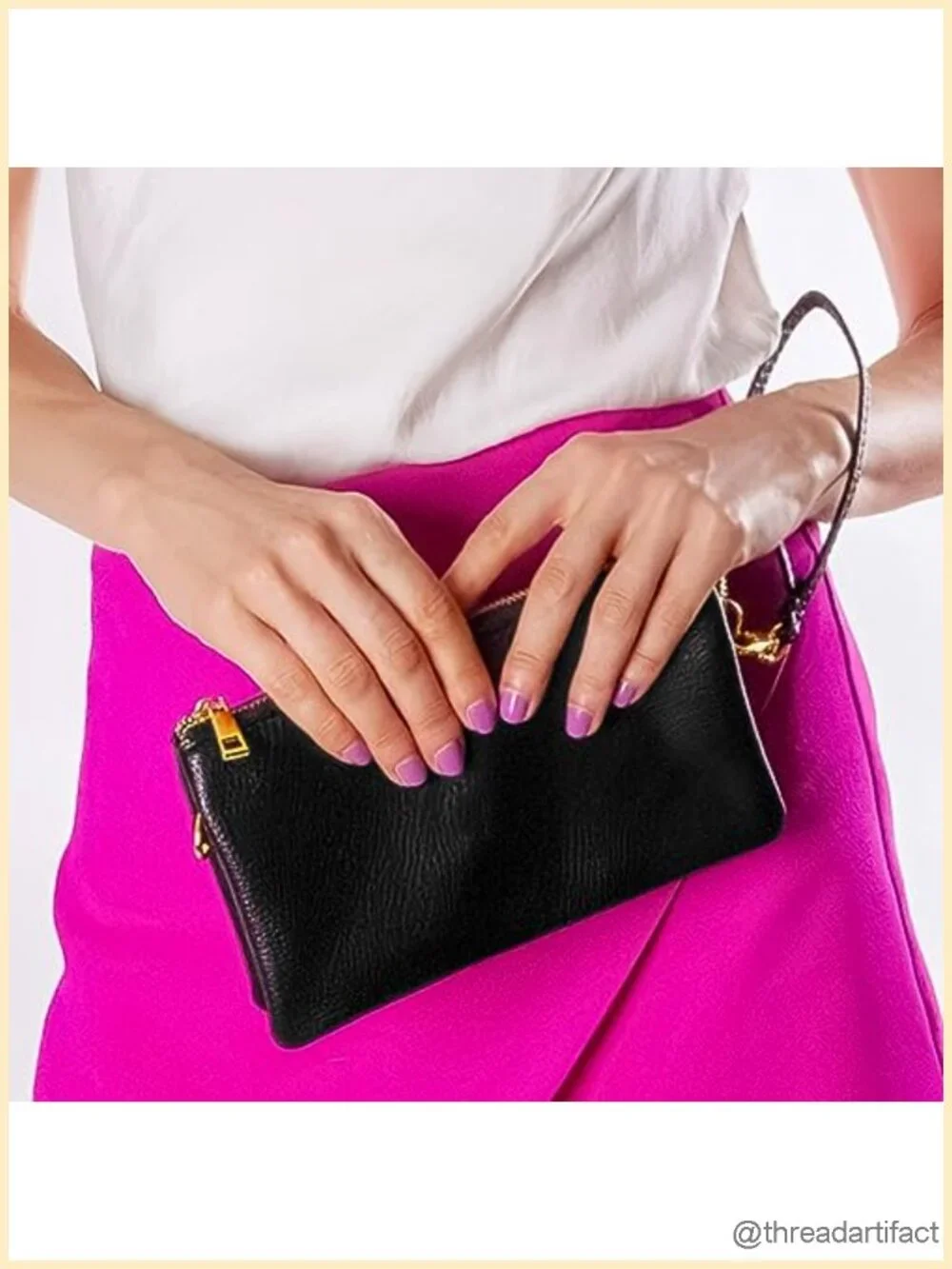 Vegan Leather Convertible Crossbody Wristlet Purse with Detachable Straps